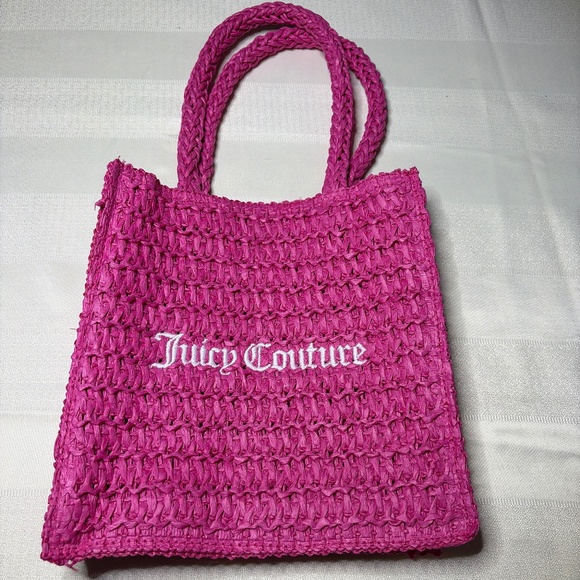 Juicy Couture, little pink Raffia Woven Tote - Picture 1 of 4